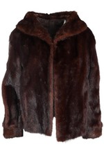 BRAND UNKNOWN BROWN MINK FUR JACKET MEDIUM