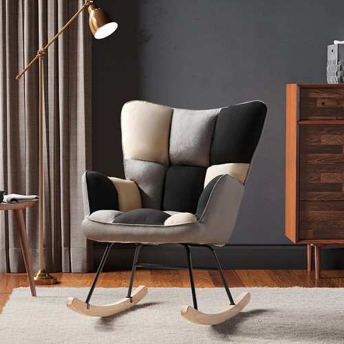 Patchwork rocking chair - chair, wood