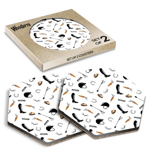 Hexagon mdf coaster horse - hexagon,