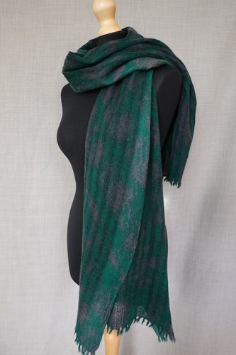 Oska grey green striped wool - striped,