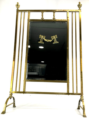 Tall art nouveau brass mirror - tall,
