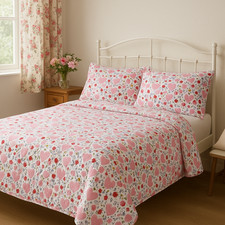 Cath Kidston Floral Heart Pink Queen Quilt Set – 3 Piece Bedding