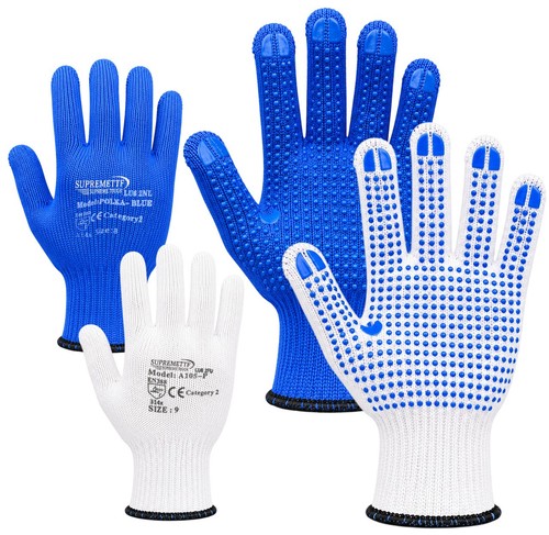 Blue white pvc dot grip - white,