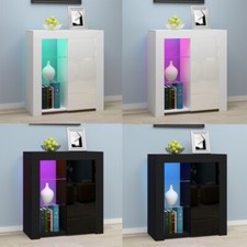 Living Room Cabinet Cupboard Sideboard Matt Body and High Gloss Door + LED Light