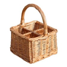 Square Wicker Cutlery Holder Kitchen Utensil Sauce Storage Condiment Basket