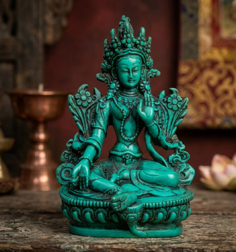 Green tara buddha statue - green, |