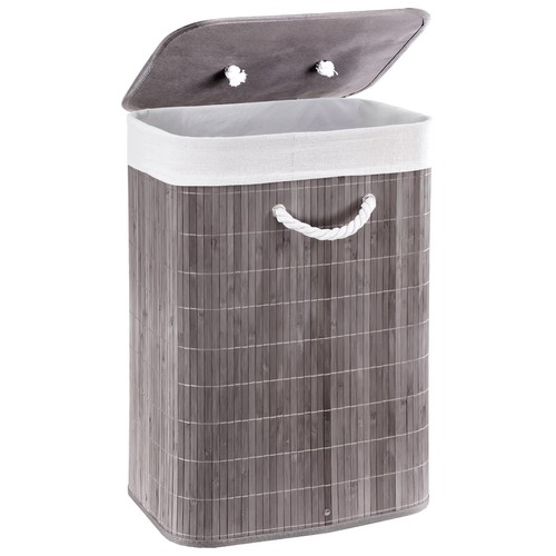 Bamboo laundry basket with lid - basket,