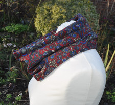 Cowl/snood in Liberty Varuna Wool Maroon blue grey multi paisley style