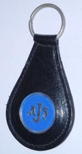 1960's AJS original old genuine leather key chain fob from England
