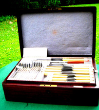 Vintage GEORGIAN Design Walker & Hall Silver Service 52pc Canteen of Cutlery Set