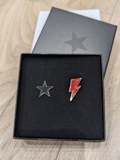 Lightning Bolt Aladdin Sane and Blackstar Badge David Bowie Pin Set