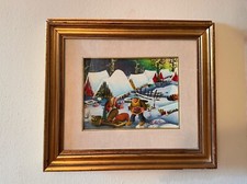 Signed Naif Painting - Winter