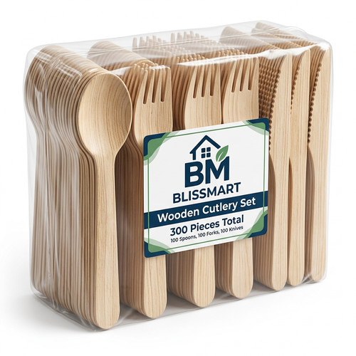 300 wooden cutlery set - 300,