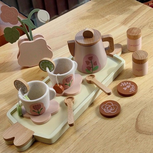 Interactive wooden tea - wooden, set