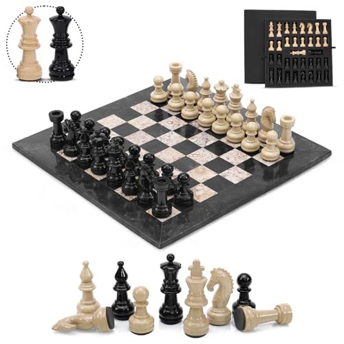 Marble chess set - 15-inch, black