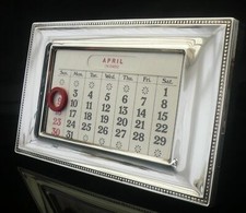 Sterling Silver Desk Calendar, London 1993, with magnetic indicator