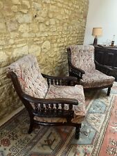 Pair Of Antique Armchairs Oak