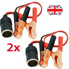 2X 12V 24V Cigarette Lighter Female Socket to Battery Alligator Crocodile Clips～