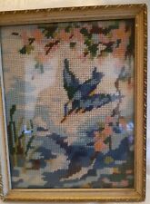 Vintage framed kingfisher tapestry