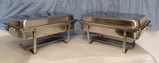 Set of 2 Chafing Dishes (catering quality food warmers, each with burner tray)