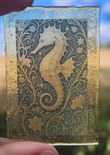 Stained glass seahorse - glass,
