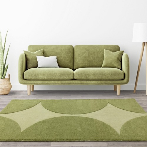 Green wool diamond - green, rug