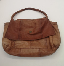 Topshop light tan leather distressed shoulder bag