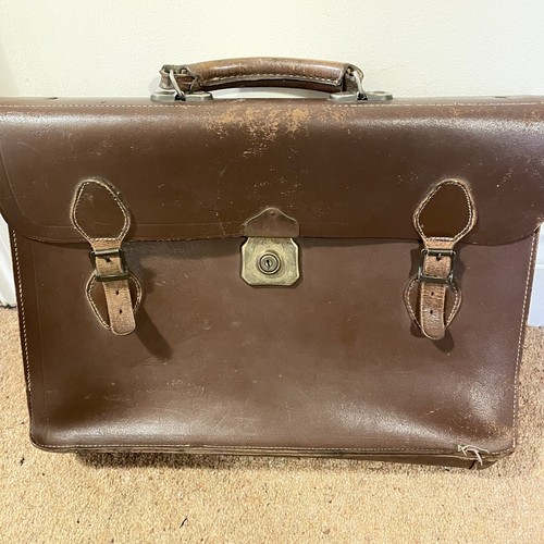 Leather briefcase brown - leather,