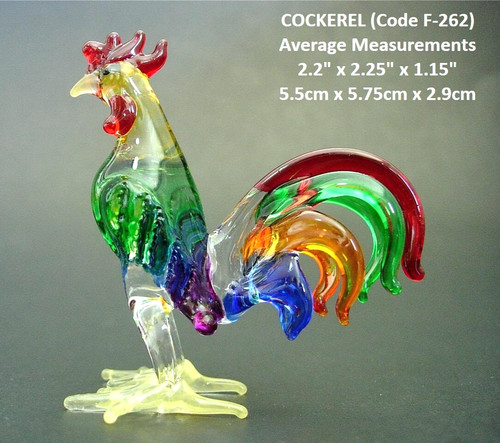 Blown glass cockerel figurine - blown,