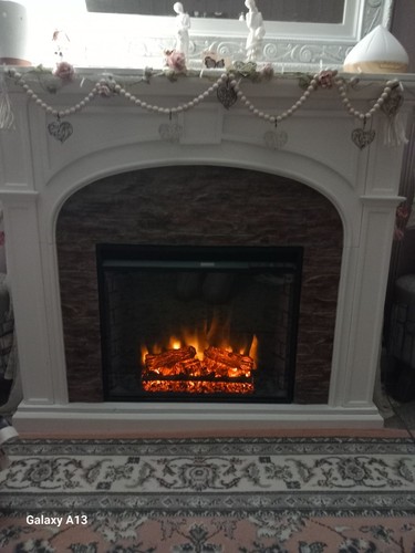 White electric fireplace - white,