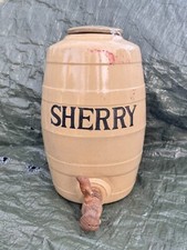 ANTIQUE MOIRA ENGLISH STONEWARE SHERRY BARREL – CERAMIC DISPENSER WITH TAP KEG