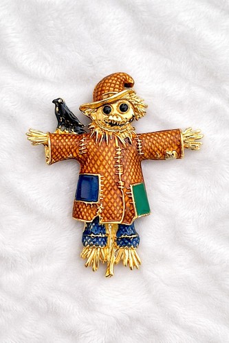 Enamel scarecrow crow bird - scarecrow,