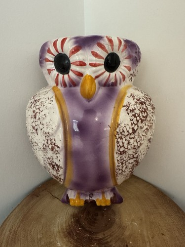 Large purple owl wall planter - large,