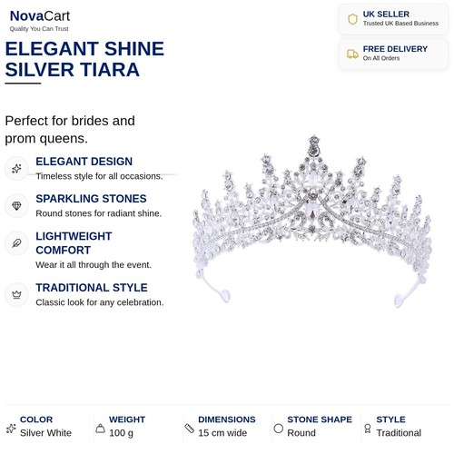 Crystal tiara silver - crystal,