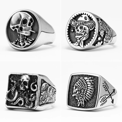 Men stainless steel skull - skull, ring