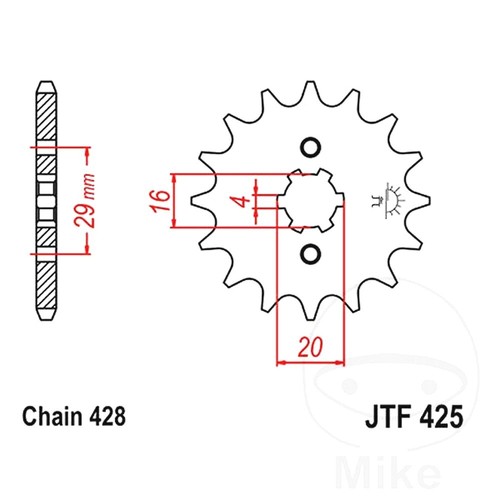 Front sprocket 428 p - 17, t