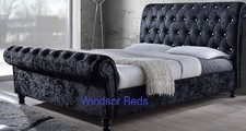 DOUBLE VELVET SLEIGH BED |