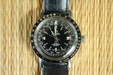 CHOICE VINTAGE OLLECH & WAJS MILITARY HAND WIND FLIEGER CHRONOGRAPH WATCH + BOX