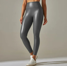 Women Pu Leather Pants High Waist Leather Leggings Trousers Pant Thick Stretch