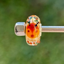 Authentic trollbeads OOAK unique glass bead Christmas orange reindeer