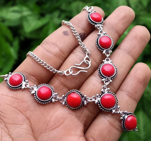 Gift red coral gemstone chain - gemstone,
