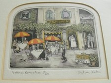 Framed Ltd Ed Graham Clarke Etching "Trattoria Romantica"(24/400) - 14 3/8"