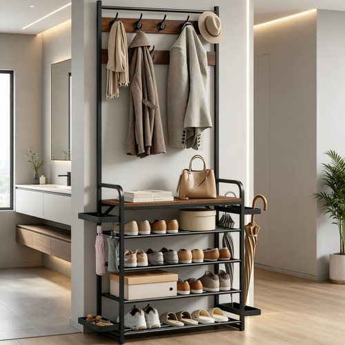Coat rack stand with - coat,