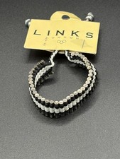 LINKS OF LONDON black and grey  Friendship 925 Black Cord Bracelet brand new 