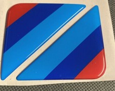 2x Gel Resin Domed Number Plate M Sport Flag Corner Stickers Bmw Gel Badges