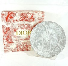 DIOR Toile de Jouy Gray Plate – 22cm – Hydrangea Floral Pattern with Box
