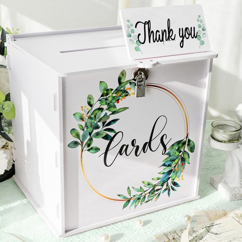 White wedding card box - white,