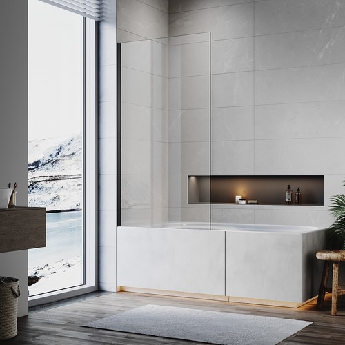 Black bath shower screen - bath,