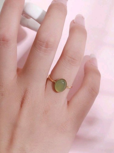 Green jade ring with gold - ring,