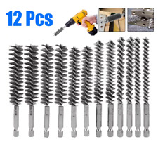 12PCS Stainless Steel Bore Brush Wire Brush 1/4" Shank for Power Drill Cleaning